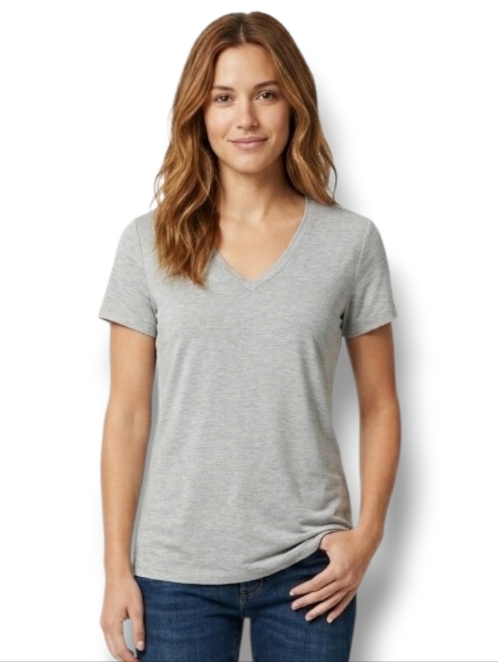 Zenana Outfitters Women’s Heather Gray V-Neck Tunic Top – Small